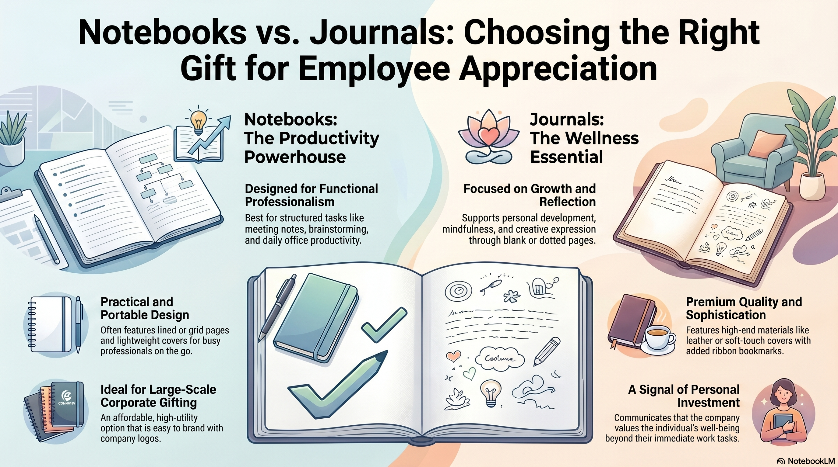 Notebooks vs Journals Infographic